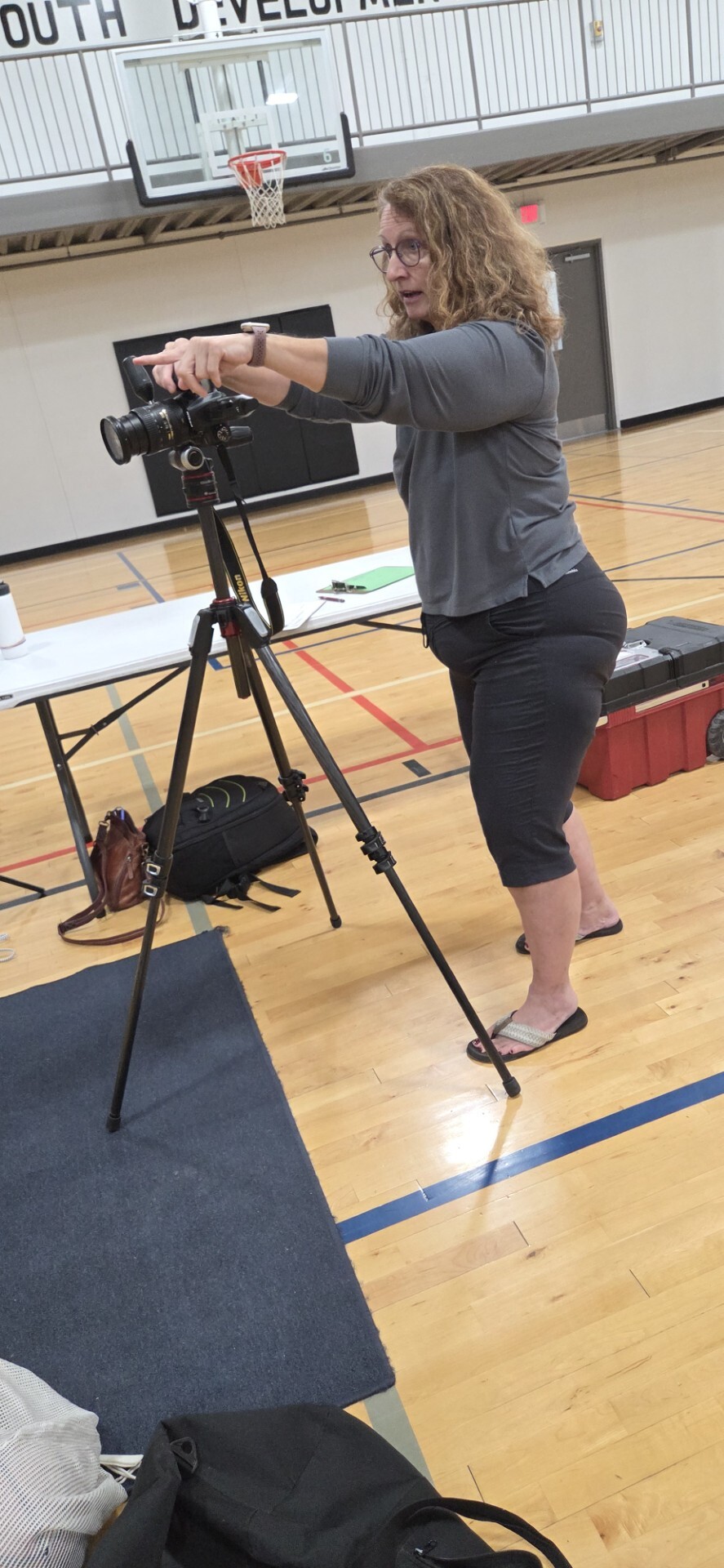 Pam taking photos